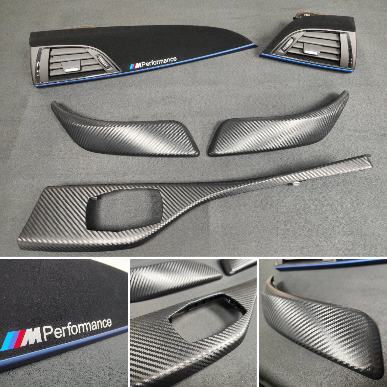 BMW F21 F22 INTERIOR TRIM SET - 3D CARBON / ALCANTARA / BLUE ACCENT